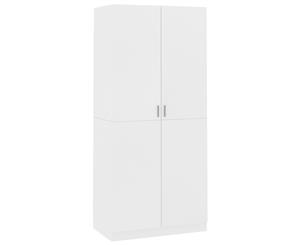 Wardrobe White Chipboard with 2 Doors Clothing Cabinet Shelf Hanger