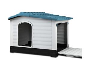 Weatherproof Pet Kennel Pet Dog Kennel Kennels Outdoor Plastic Pet House Puppy- Blue