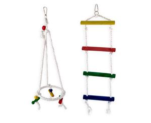 2 Assorted Wood Small Hanging Swing Ladder Bird Parrot Parakeet Cockatiel Budgie Toy