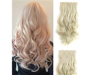 24" Wavy Curly Thick High Synthetic Hair Extension Blonde 7Piece 16Clips