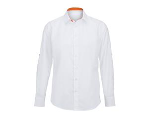 Alexandra Mens Roll Sleeve Hospitality Work Shirt (White/ Orange) - RW5348