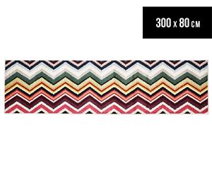 Antares Coloured 300x80cm Zig Zag Runner Rug - Multi