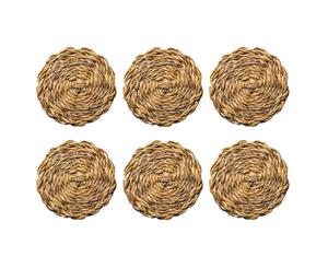 Argon Tableware Woven Water Hyacinth Coasters Set - Sea Grass - Set of 6