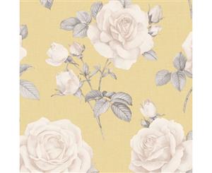 Belgravia Decor Rosa Floral Wallpaper Mustard Yellow (9765)