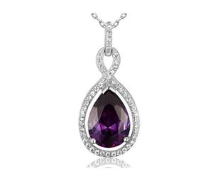 Bella Krystal - Women's Rachel Purple Crystal Sterling Silver Elegant Tear Drop Necklace