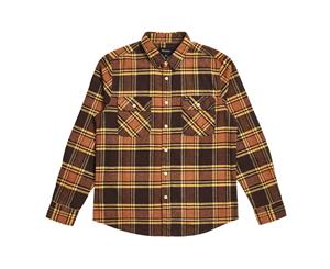 Brixton Bowery Flannel Long Sleeve Shirt Brown Gold - Brown