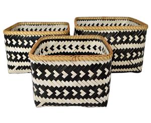 Casa Regalo Bamboo Natural & Black Baskets Set of 3