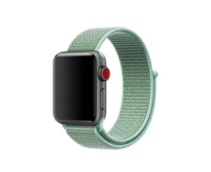 Catzon Watch Band Nylon Sport Loop Fastener Adjustable Closure Wrist Strap iwatch Series 1/2 /3/4 Marine Green