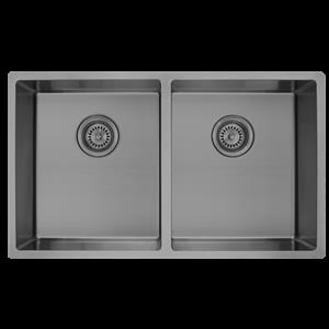 D'LUCCI Gunmetal Grey Double Bowl Rectangular Sink Inset / Undermount