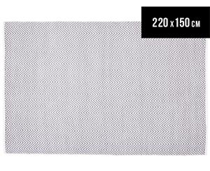 Dreamy Cotton Flatweave 220x150cm Reversible Rug - Grey