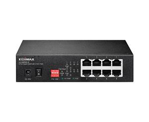 EDIMAX 8 Port 10/100 Switch w/ 4x PoE+ Ports (48Wmax) 802.3at compliant. PoE autodetect. Plug & play. Fan-less compact desigh.