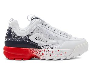 Fila Men's Disruptor 2 Splatter Sneakers - White/Navy/Red