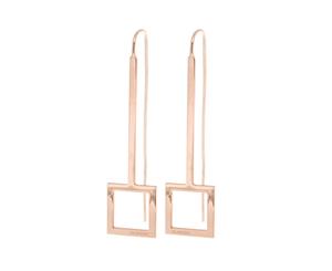 Fraboso(R) Sterling Silver rose gold plated drop square earrings