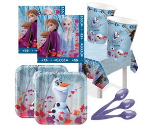 Frozen 16 Deluxe Guest Pack Cups Plates Napkins Tablecover Spoons