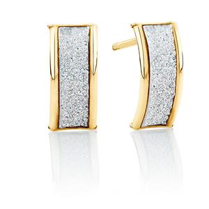 Glitter Band Stud Earrings in 10ct Yellow Gold