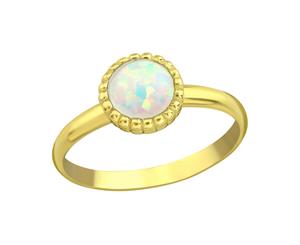 Gold Round Opal Midi Ring