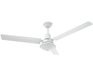 Heller Jazz White 1200mm 3 Blade Aluminium 3 Speed Ceiling Fan w/ Oyster Light