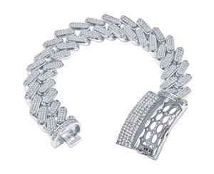 Iced Out Bling MIAMI CUBAN Bracelet - NOBBY 17mm - Silver