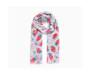 Intrigue Womens/Ladies Strawberry Digital Print Scarf (White) - JW900