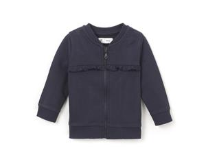 La Redoute Collections Girls Frilled Zip-Up Sweatshirt 1 Month-3 Years - Navy Blue