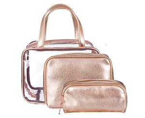 NiceEbag 3 in 1 Makeup Bag Set-Rose gold