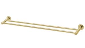 Phoenix Radii 800mm Round Plate Double Towel Rail - Brushed Gold