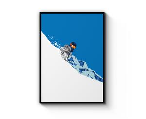 Retro Winter Skiing Wall Art - Black Frame