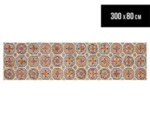 Rug Culture 300x80cm Babylon Garden Circle Vintage Look Runner Rug - Multi/Rust