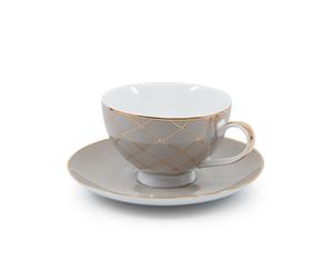 Salt & Pepper High Tea Porcelain Teacup & Saucer 230ml/15.5cm Taupe