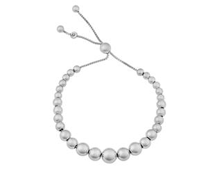 Sterling Silver Graduated Beads Adjustable Bracelet 8.5" - White