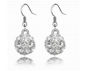 Swarovski Crystal Elements - Shamballa Ball Drop Earrings - 5 Colours - White Gold Plate - Valentine's Day Gift Idea - Clear Crystal
