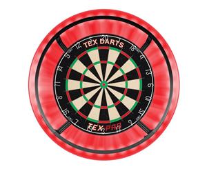 TEX Pro Genuine Bristle Dart Board + RED Dartboard Surround + Target Corona Light + Darts