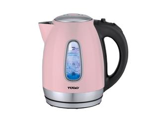 TODO 1.7L Stainless Steel Cordless Kettle 2200W Blue Led Light Electric Water Jug Pink