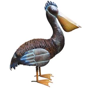 Tuscan Path Pelican Metal Garden Statue