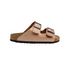 WildSole Dancer Ladies Comfort Cork Footbed Dual Buckle Slide Sandal - Rose Gold