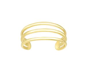 14K Yellow Gold Triple Bar Adjustable Toe Ring 6.5mm - Yellow