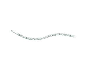 14k White Diamond Cut Heart Shapes Links Bracelet 7.25" - White