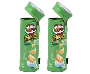 2x Helix Pringles Pencil Case/Pouch/Storage School/Art Drawing Pen Organiser GRN