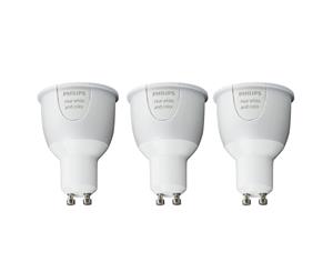 3x Philips HUE 6.5W GU10 Warm/Cool White/Colour LED Downlight Bulb for APP/Wi-Fi