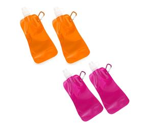 4x Doozie 450ml Collapsible Camping Water Drink Bottle Gym Sport Orange Pink