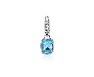 Affinity Cushion Charm with Aquamarine Swarovski Crystals Rhodium Plated