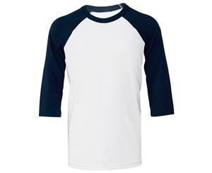 Bella + Canvas Childrens/Kids 3/4 Sleeves Baseball Tee (White/ Navy) - RW6338