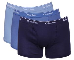 Calvin Klein Men's Cotton Classics Trunks 3-Pack - Navy Blue/Ocean Blue/Sky Blue