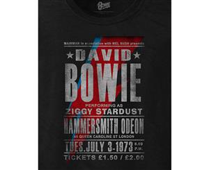 David Bowie T Shirt Hammersmith Odeon Gig Flyer Official Long Sleeve Unisex - Black