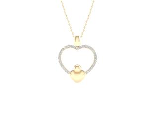 De Couer 9KT Yellow Gold Diamond Motherly Love Necklace (1/10CT TDW H-I Color I2 Clarity)