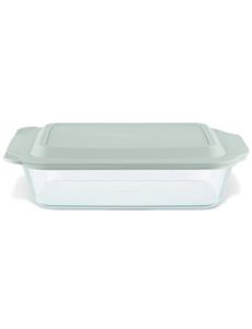 Deep Rectangular Dish with Sage Lid 3L