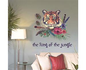 Feather Tiger Wall Stickers Decals (Size 62cm x 59cm)