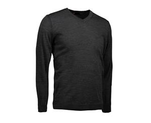 Id Mens Business V Neck Pullover (Charcoal Melange) - ID444