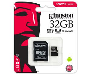 Kingston 32GB Canvas Select micro SD 80MB/s Class 10 Memory Card SDCS/32GB