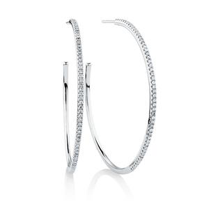 Large Open Hoop Earrings with 0.80 Carat TW of Diamonds in 10ct White Gold